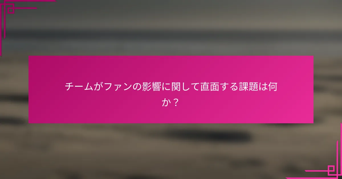 チームがファンの影響に関して直面する課題は何か？