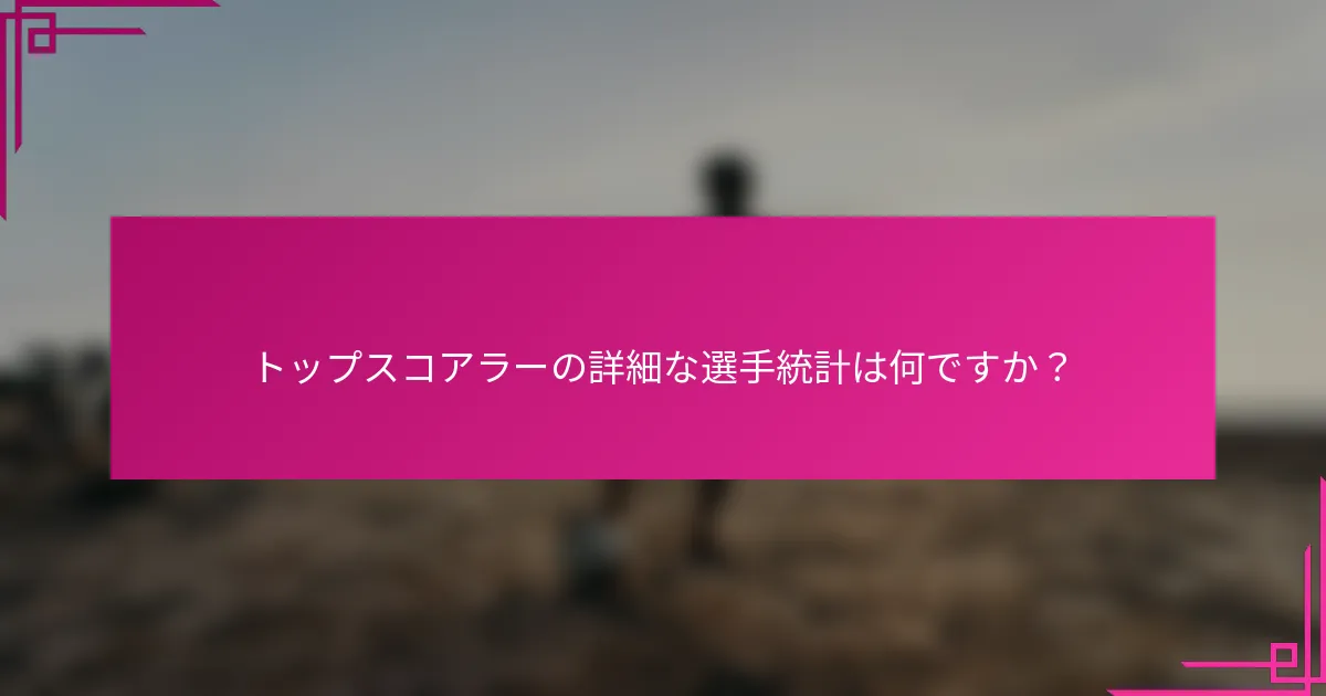 トップスコアラーの詳細な選手統計は何ですか？